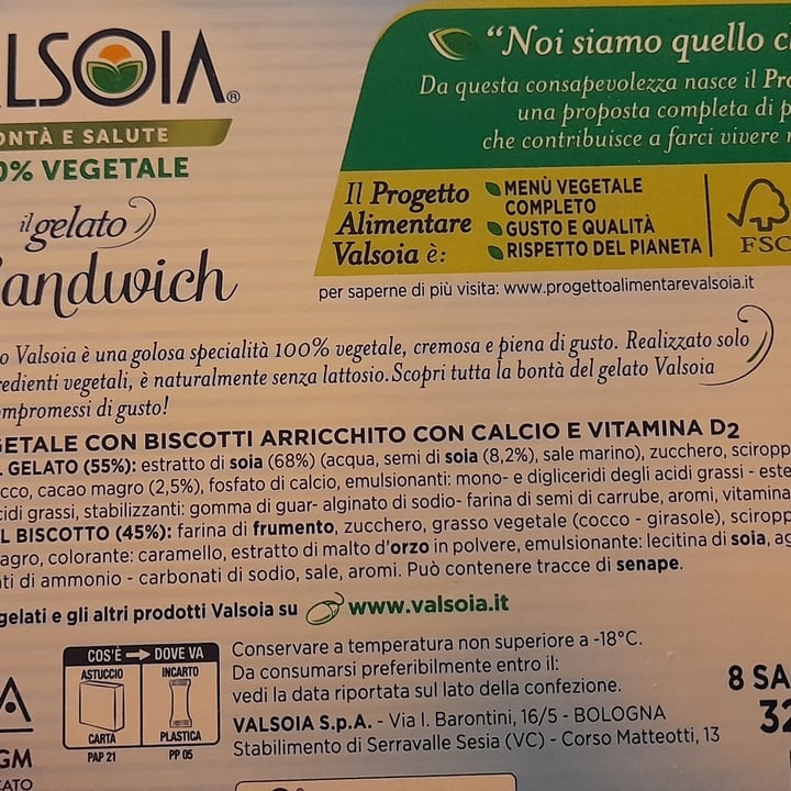 photo of Valsoia 8 sandwich il gelato shared by @mercedesmata on  30 Jun 2022 - review