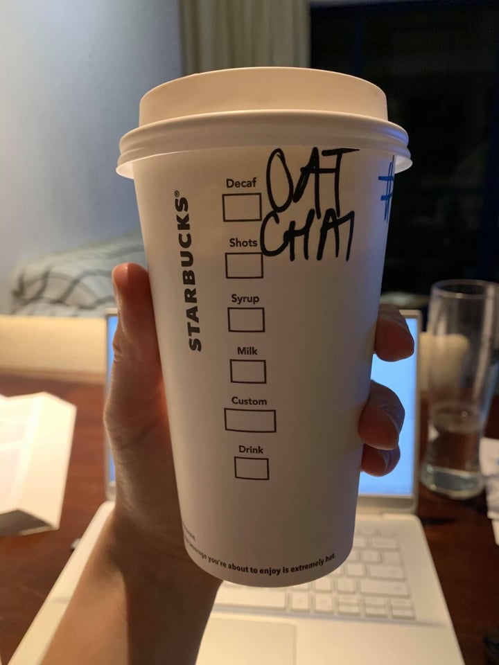 photo of Starbucks Oat Chai Latte shared by @vegasauras on  09 Apr 2020 - review