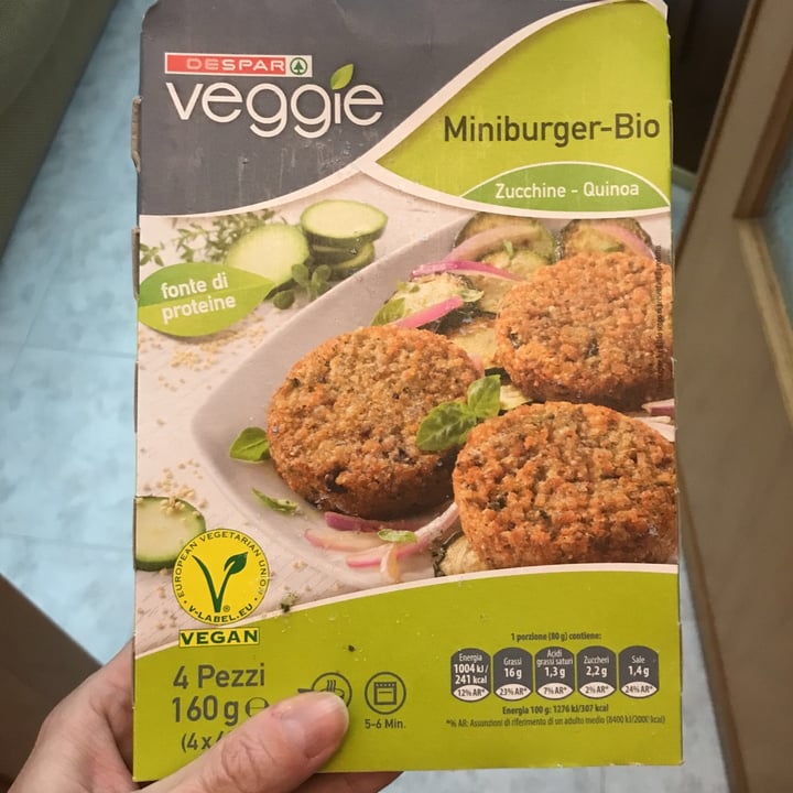 photo of Despar Veggie Miniburguer Bio Zucchine E Quinoa shared by @glenkni on  25 Dec 2020 - review