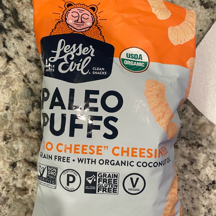 photo of Lesser Evil Snacks Paleo Puffs “No Cheese” Cheesiness shared by @baby-vegan on  23 Feb 2022 - review