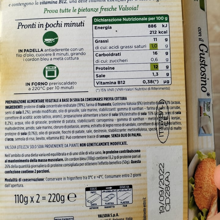 review photo of Valsoia Cordon Bleu con il Gustosino shared by @mariveg98 on 13 Oct 2022 - review