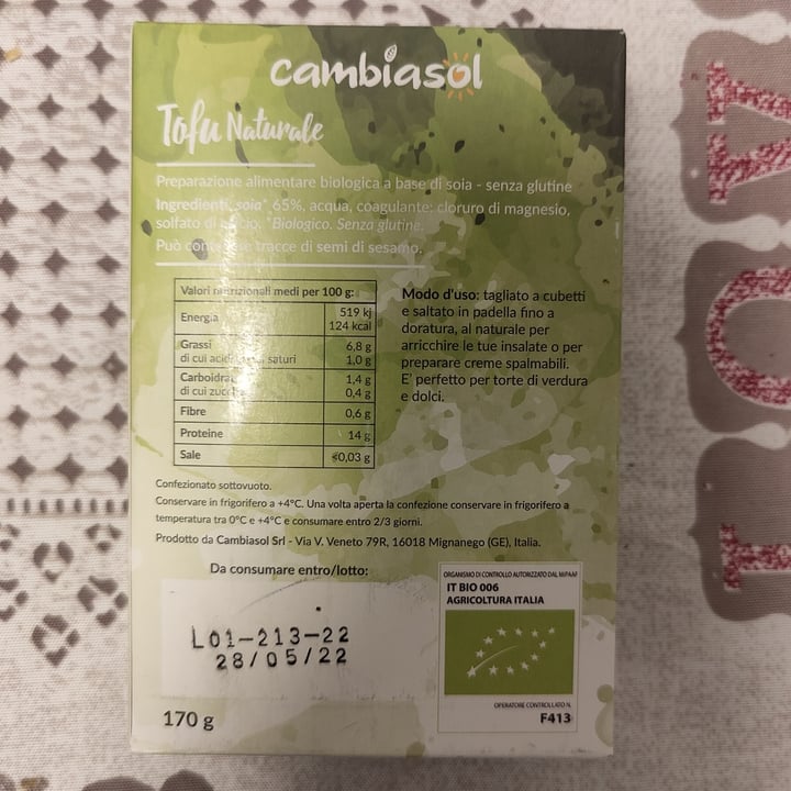 photo of Cambiasol Tofu Naturale shared by @sam81 on  22 Apr 2022 - review