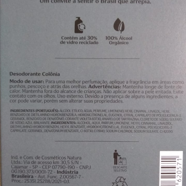 review photo of Natura Perfume Homem Madeiras shared by @vartinho on 11 May 2022 - review