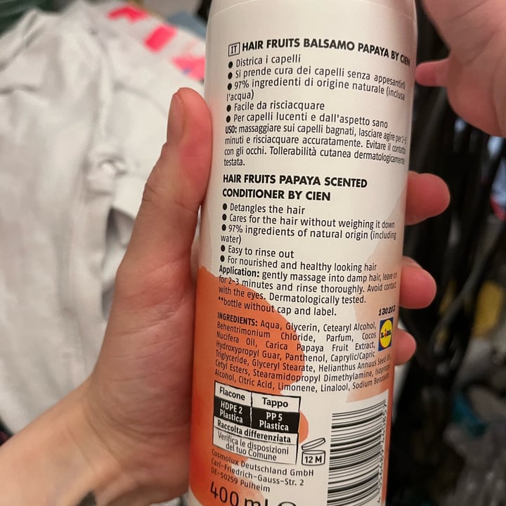 review photo of Cien Hair fruits balsamo alla papaya shared by @federichina93 on 27 Apr 2022 - review