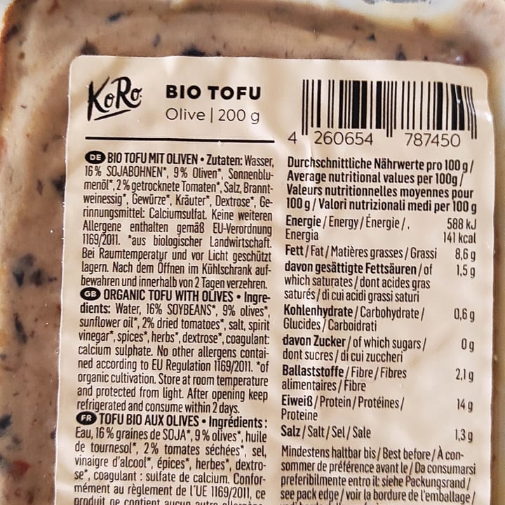 photo of Koro Bio Tofu Olive shared by @rita1996 on  31 Mar 2022 - review