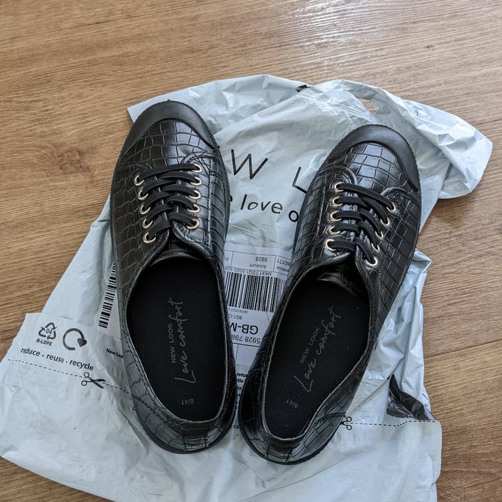photo of New Look black faux croc lace up trainers shared by @stephiewaite on  29 May 2022 - review