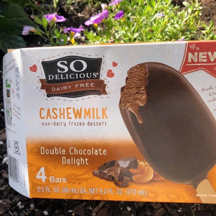 photo of So Delicious Dairy Free Dipped Double Chocolate Delight Cashewmilk Ice Cream Bar shared by @allhess on  05 May 2020 - review
