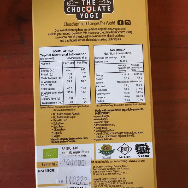 photo of The Chocolate Yogi Mylk Hunnycomb Crunch shared by @marissaruby on  05 Nov 2020 - review