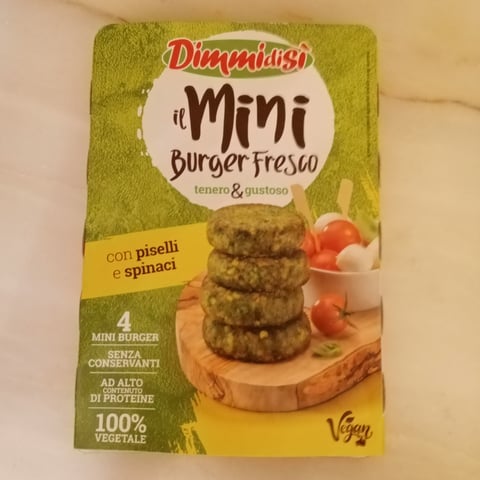 il miniburger fresco con piselli e spinaci