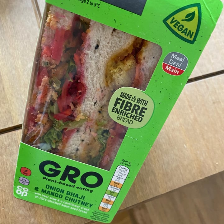 photo of GRO Onion Bhaji & mango chutney sandwich shared by @marijacarter on  06 Feb 2022 - review