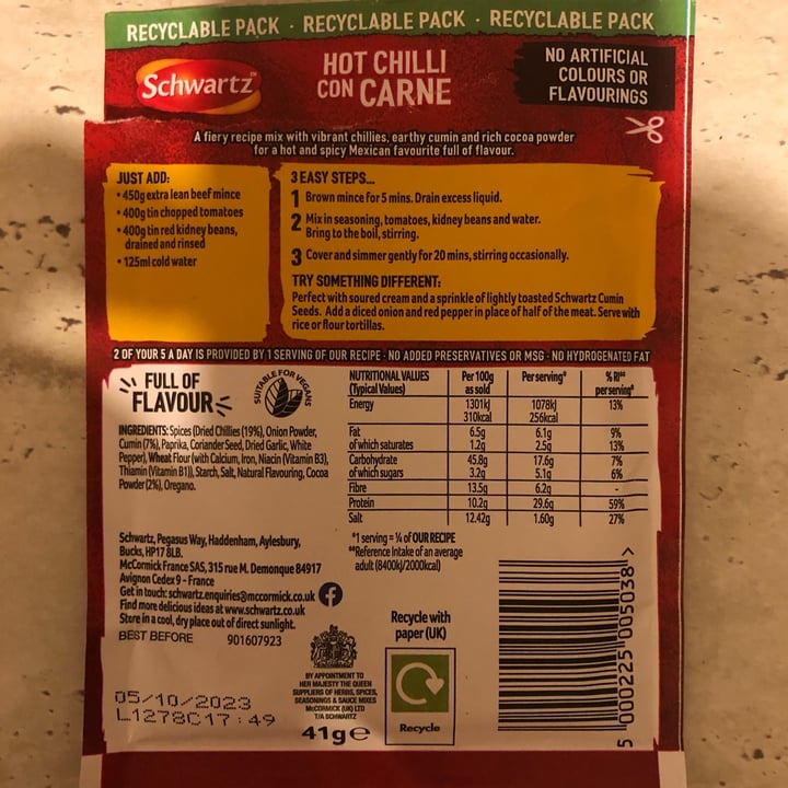 photo of Schwartz Hot Chilli con Carne shared by @jasonb01 on  17 Jan 2022 - review