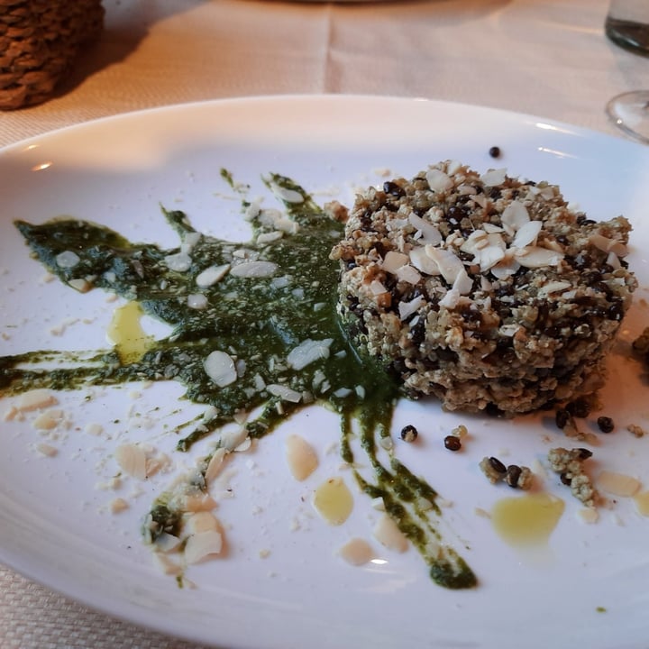 photo of Ecosteria Parco Santi Angeli Timballo di tofu, quinoa, mandorle e lenticchie su crema al wasabi shared by @laura1990 on  23 Apr 2022 - review