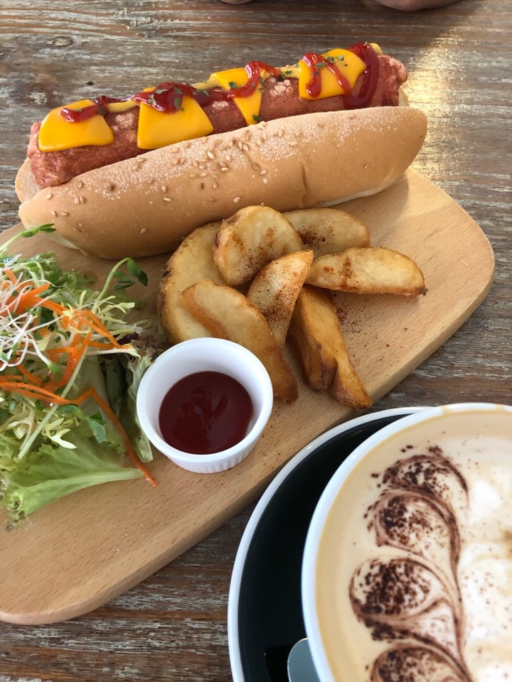 photo of LN Fortunate Coffee Vegan Cheese Hot Dog with Green Salad & Fried Potato Wedges shared by @ridhisanghrajka on  02 May 2019 - review