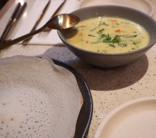 Photo of the dish “Appam with vegetable stew and coconut milk”