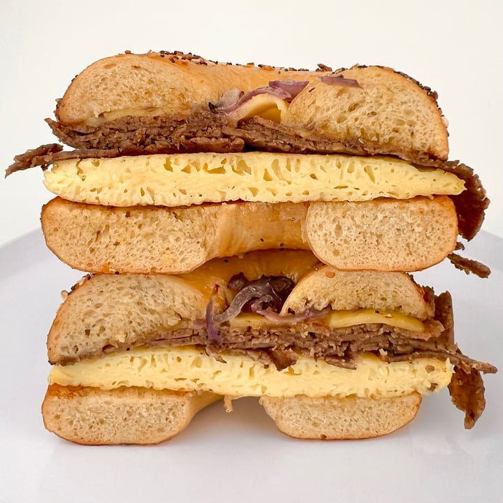 photo of Ben & Esther’s Vegan Delicatessen Steak and Eggs Bagel Sandwich shared by @pdxveg on  25 Nov 2021 - review