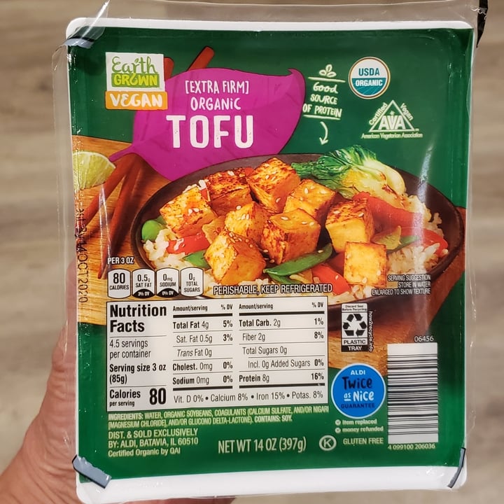 photo of Earth Grown Tofu Extra Firm Organic shared by @ambularfortheanimals on  11 Oct 2020 - review