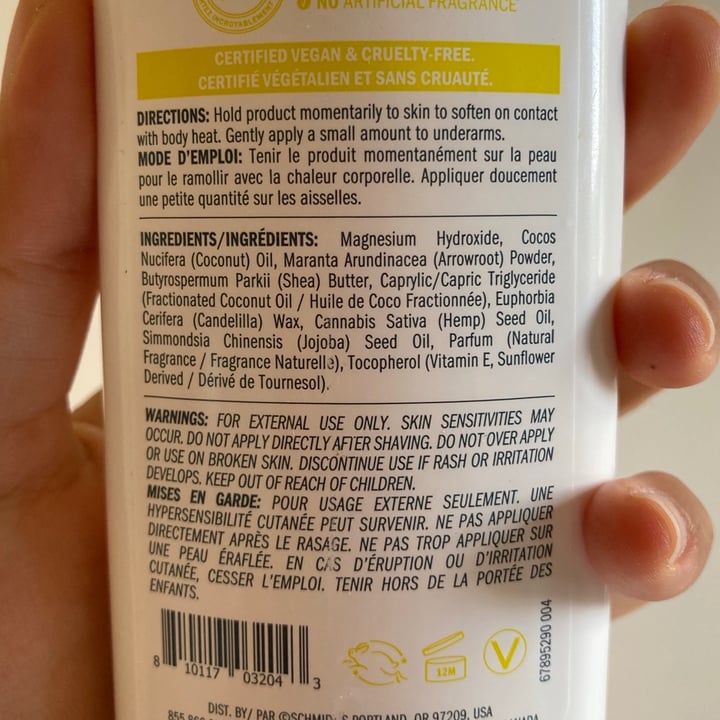 photo of Schmidt's Hempseed oil natural deodorant shared by @teresannnnnn on  11 Oct 2020 - review