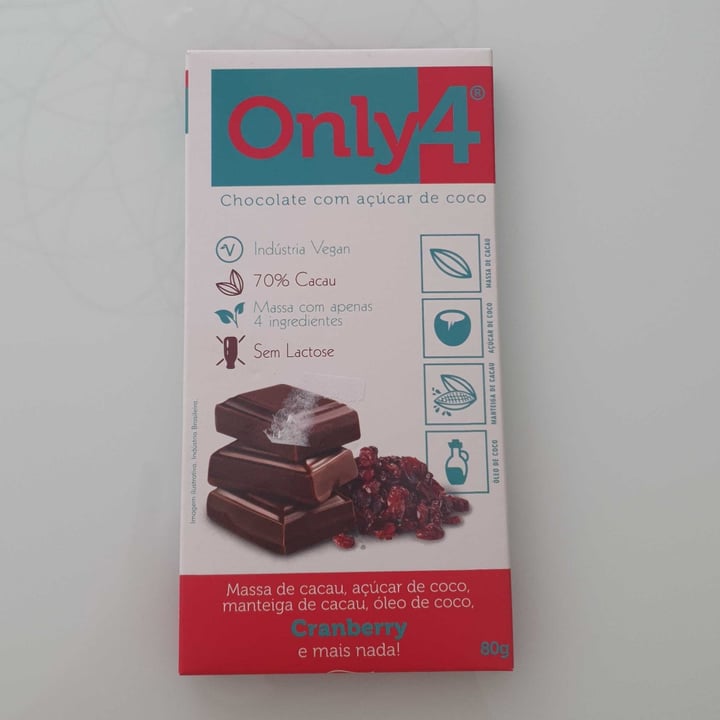review photo of Only4 Chocolate 70% com açúcar de coco e cranberry shared by @longjourney on 04 May 2022 - review