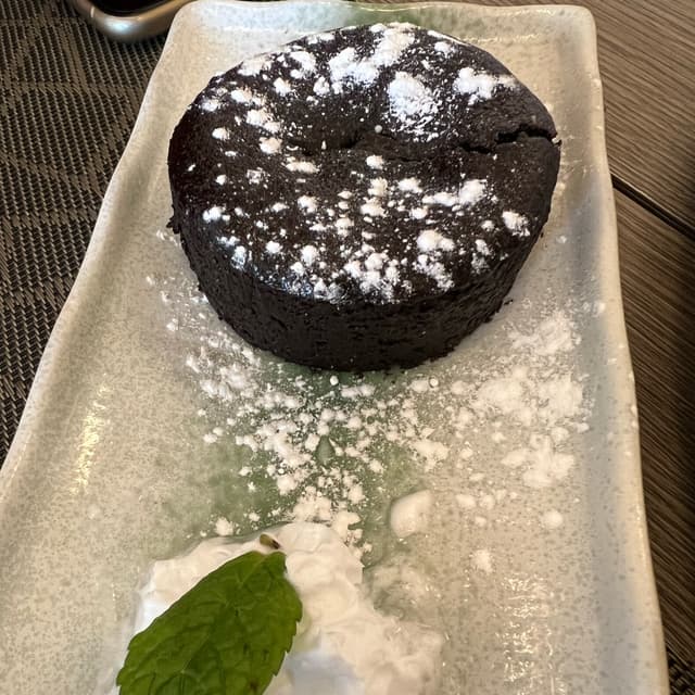 Foto del piatto “Fondant de chocolate vegano”