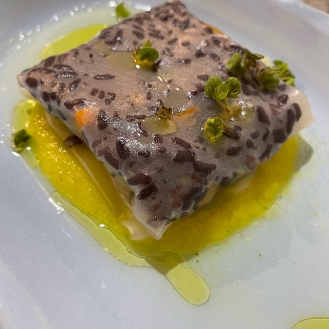 Photo of the dish “fagottino di riso con brunoise di verdure e salsa all’ananas”