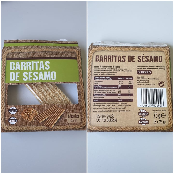 photo of Schock Barritas De Sésamo shared by @evahernandezmartinez on  10 Nov 2021 - review