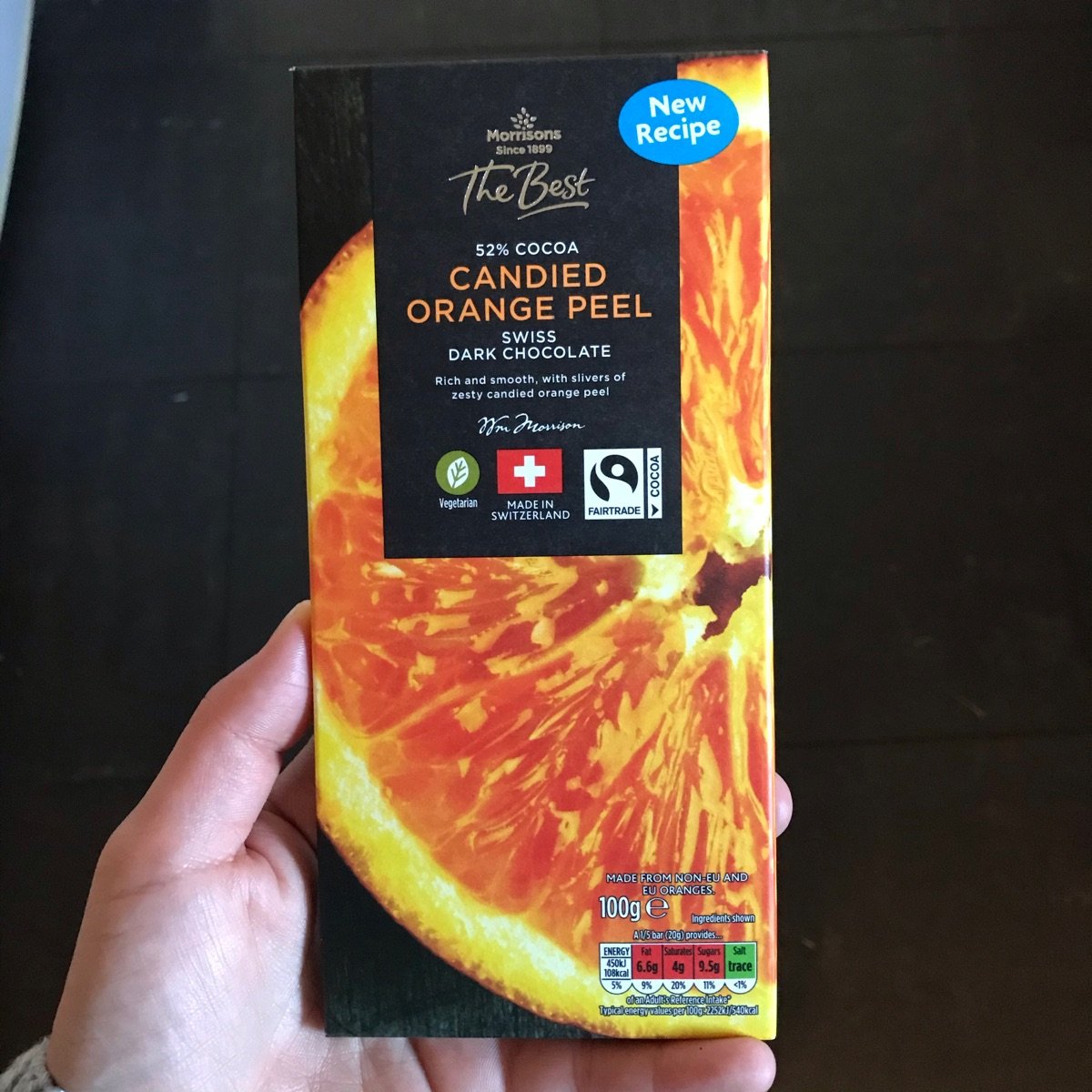 Morrisons Candied Orange Peel Swiss Dark Chocolate Reviews abillion