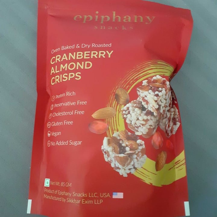 photo of Epiphany Cranberry almond crisps shared by @thevegangaldiya on  08 Dec 2020 - review