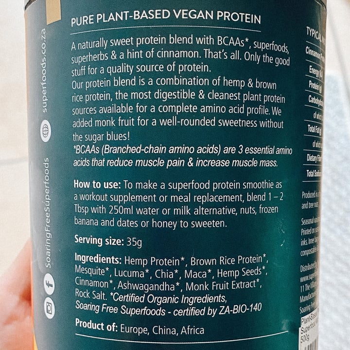 photo of Soaring Free Superfoods Plant Based Protein Superfood Mix Cinnamon shared by @nadineduke on  11 Jan 2021 - review