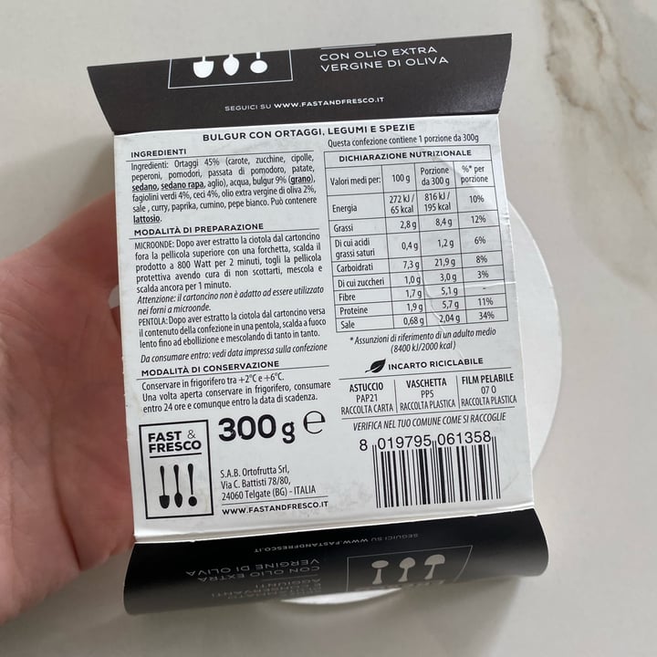 photo of Fast & Fresco Bulgur Con Ortaggi Legumi E Spezie shared by @lalamuh on  11 May 2022 - review