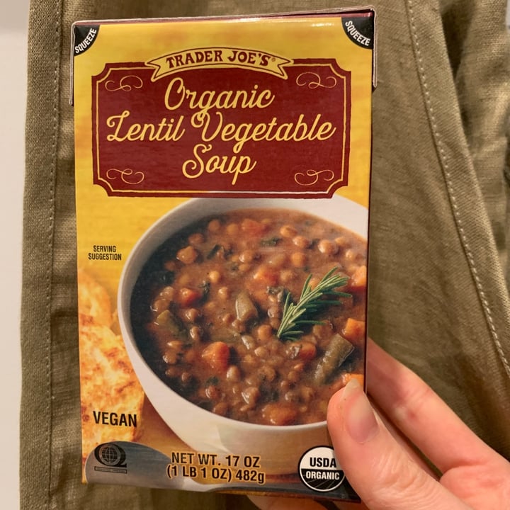 photo of Trader Joe's Organic Lentil Vegetable Soup shared by @hereforareason on  17 Dec 2021 - review