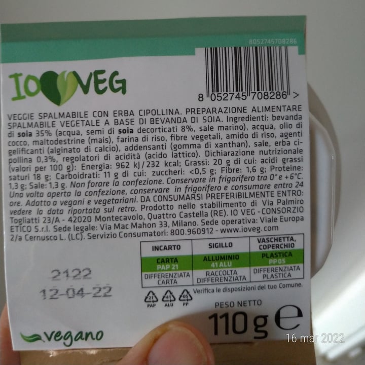 review photo of Lidl Supermarket Formaggio spalmabile vegano shared by @otta on 18 Mar 2022 - review
