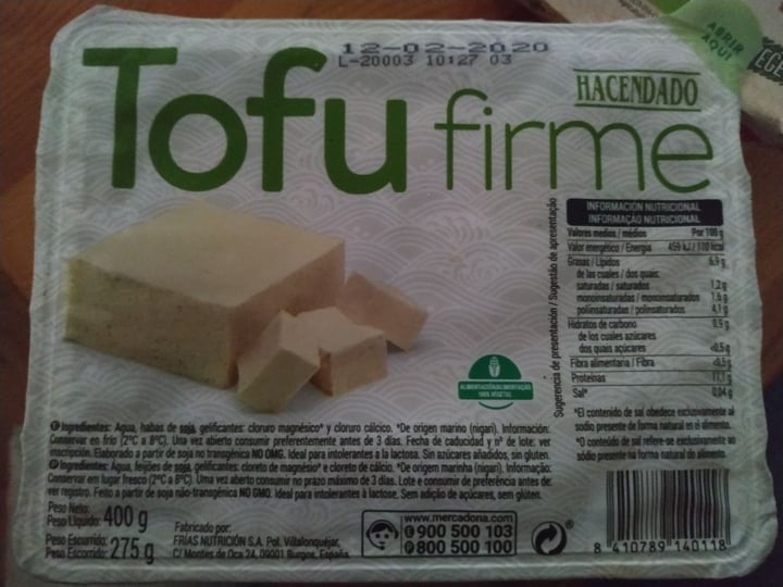 photo of Hacendado Tofu Firme shared by @naiarus on  21 Jan 2020 - review