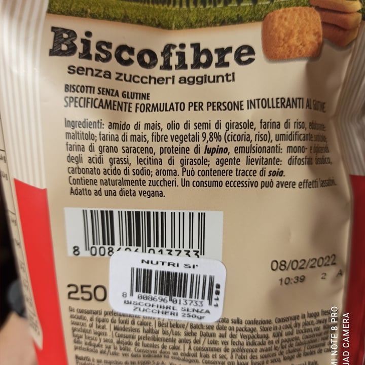 photo of Nutri Si Biscofibre senza zuccheri aggiunti - Senza Glutine shared by @elanorya on  10 Jun 2021 - review