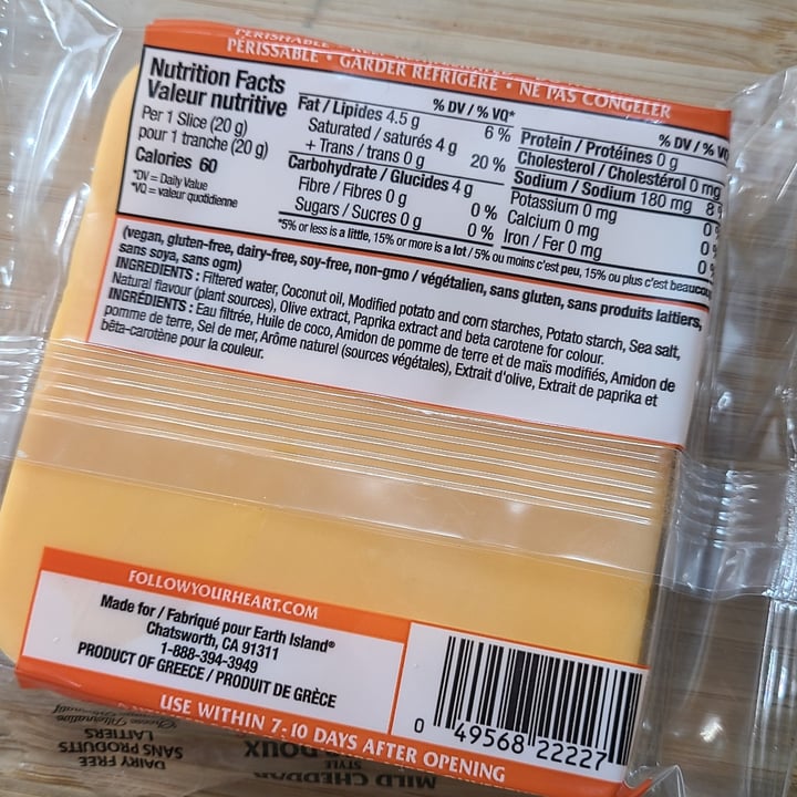 review photo of Earth Island Cheddar Style Slices shared by @liljessicakes on 19 Feb 2022 - review