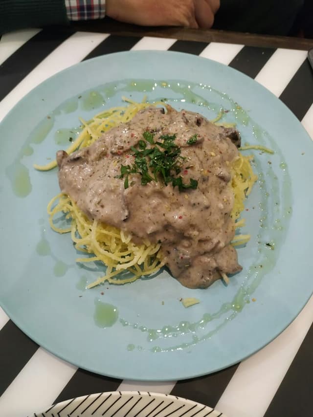 Photo of the dish “Spaghetti strogonoff con champiñones”