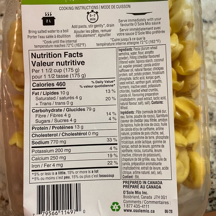 photo of O'sole mio Vegan Tortellini Cheese Style shared by @ironicallyhamm on  03 Nov 2021 - review