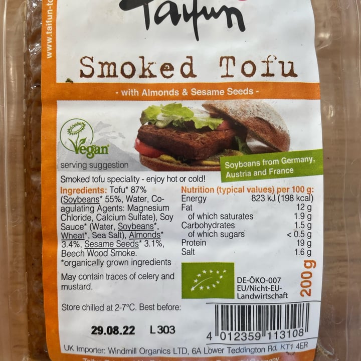 photo of Taifun Smoked Tofu With Almonds And Sesame Seeds shared by @thehumblechickpea on  09 Oct 2022 - review