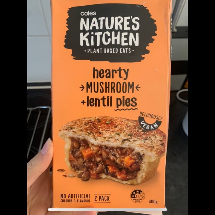 photo of Coles Nature's Kitchen Hearty Mushroom Lentil Pies shared by @naomimk on  02 Jun 2021 - review