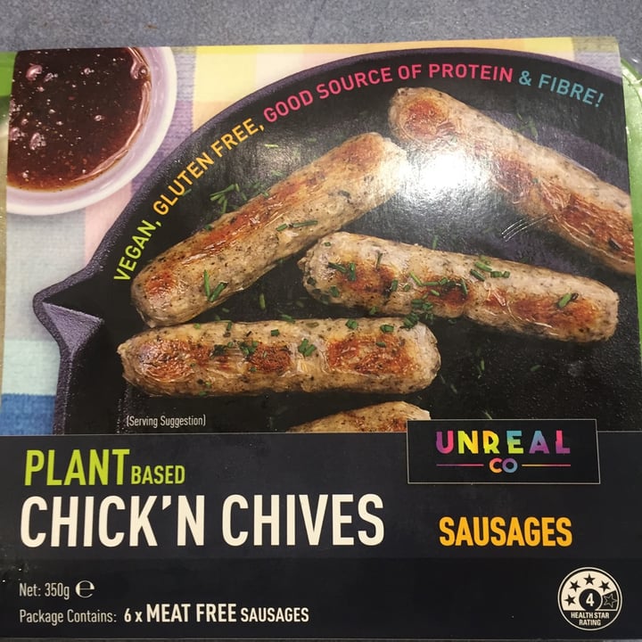 review photo of Unreal Co. Chick’n Chives Sausages shared by @karihogge on 30 Jun 2021 - review