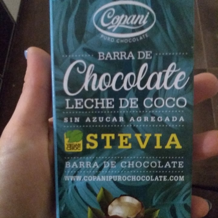 photo of Copani Barra de chocolate con leche de coco endulzado con stevia shared by @agustinalopezgimenez on  26 Aug 2021 - review