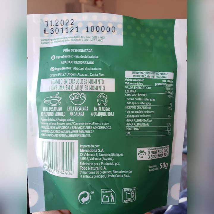 review photo of Hacendado Piña deshidratada shared by @fresii33 on 12 Mar 2022 - review