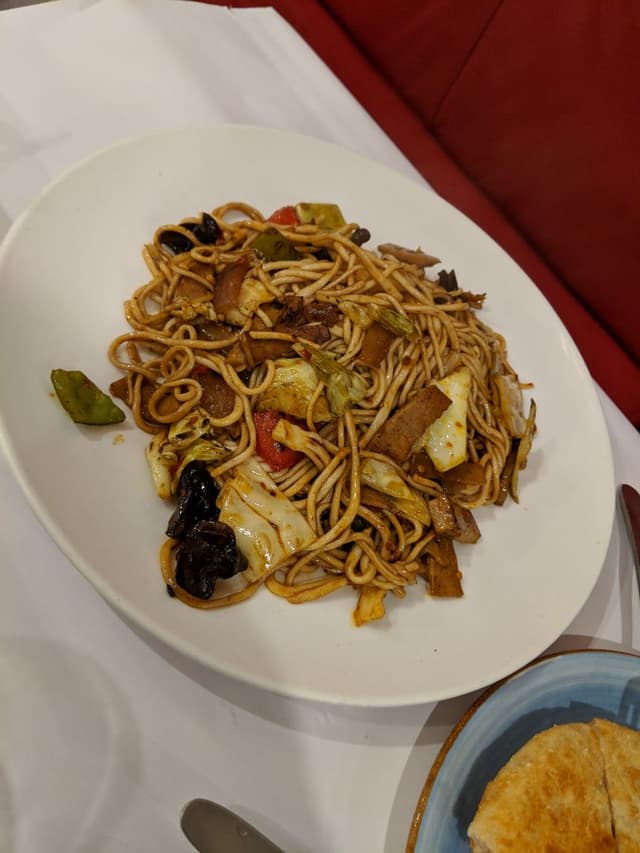 Photo of the dish “Stir-fried Noodle With Spicy Vegetarian Pork and Cabbage”