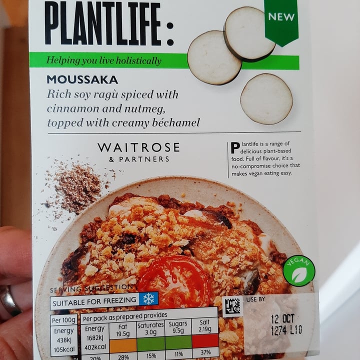 photo of Plantlife: Waitrose & partners Moussaka shared by @mikejuliette on  07 Oct 2021 - review