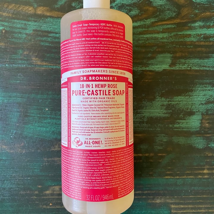 photo of Dr. Bronner's 18 in 1 Hemp Rose Pure-Castile Soap shared by @jimmyfire on  02 May 2021 - review