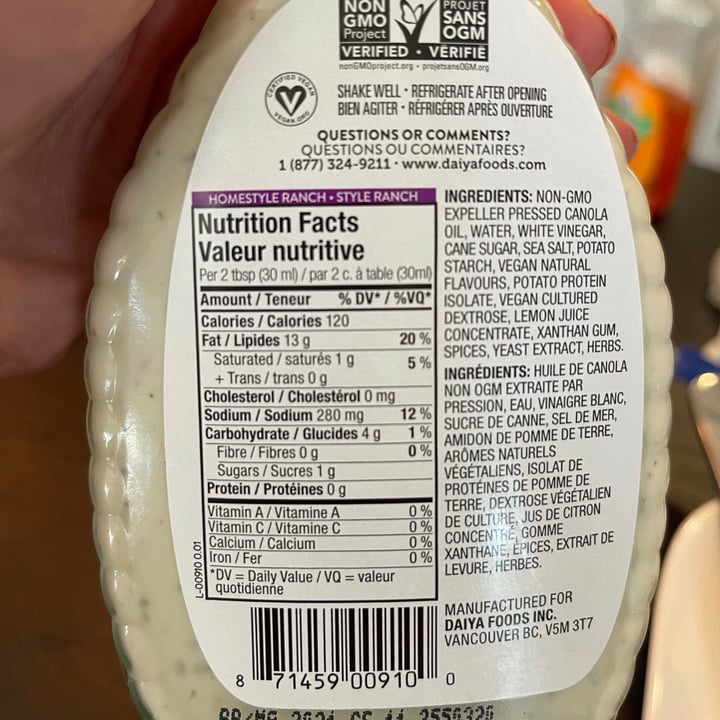 photo of Daiya Homestyle Ranch Dressing shared by @tszedlak on  06 Apr 2021 - review