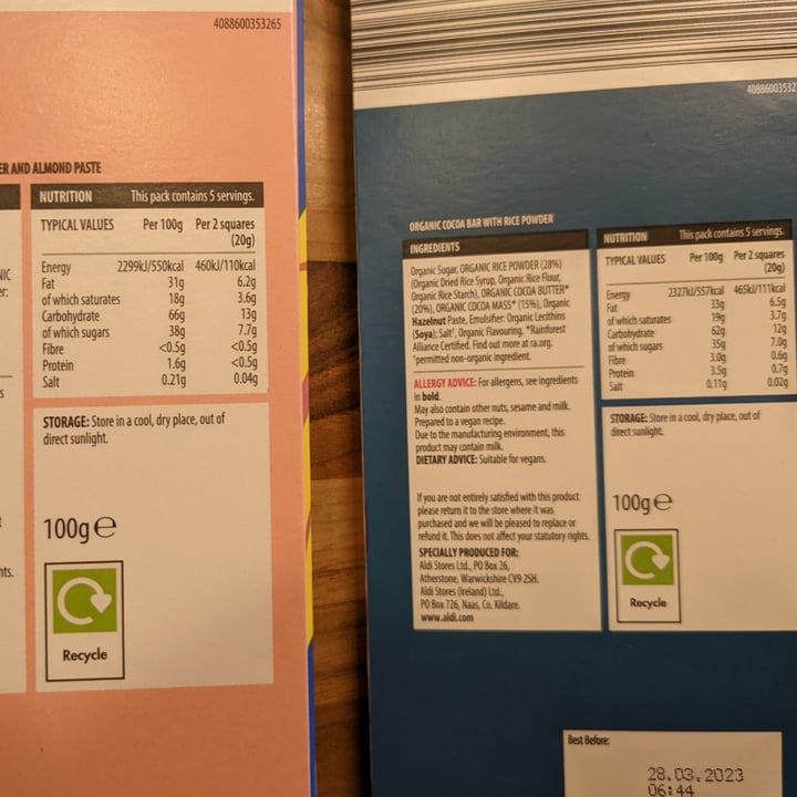 review photo of ALDI Moser Roth Vegan Classic Chocolate shared by @marcinzalu on 27 Feb 2022 - review