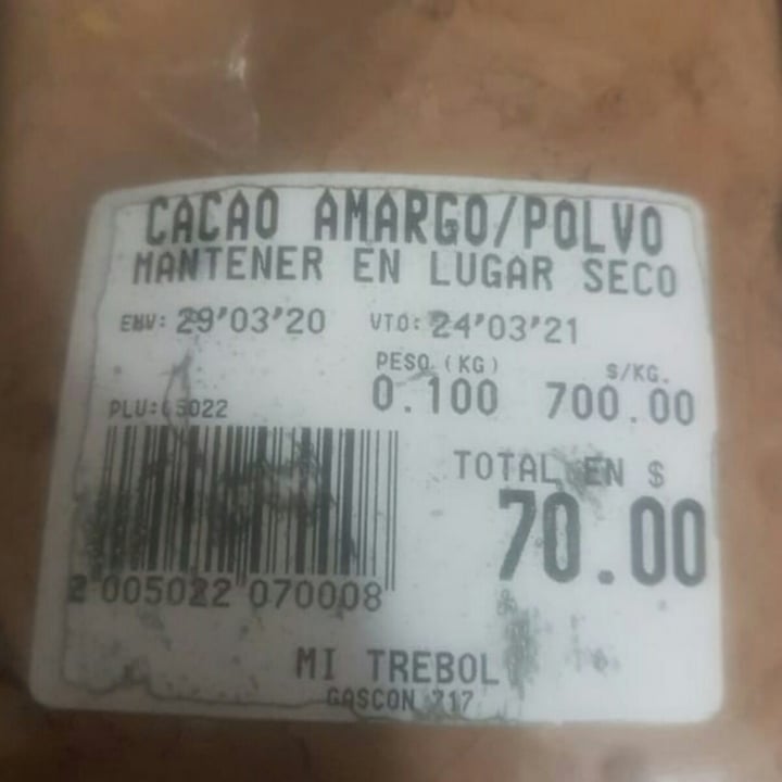 photo of Mi Trebol Cacao Amargo shared by @cam1veg on  16 Aug 2020 - review