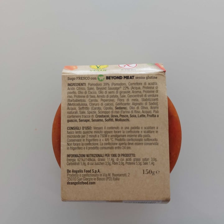 photo of PASTA FRESCA de Angelis Sugo Fresco Con Beyond meat shared by @marcocarletti on  03 Nov 2022 - review