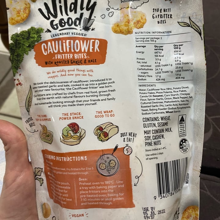 review photo of Wildly good cauliflower fritter bites shared by @arianemeschiatti on 05 Jul 2022 - review
