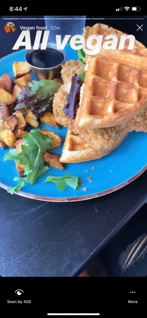 photo of The Remedy Diner Vegan Chicken and Waffles shared by @evapontius on  01 Apr 2020 - review